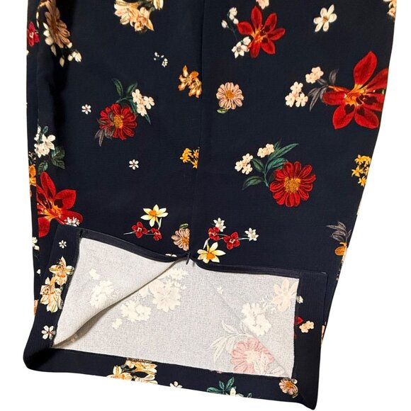 ZARA Basic‎ Floral Midi Bodycon Dress Navy XL Garden Party Coquette Cocktail - Picture 4 of 5